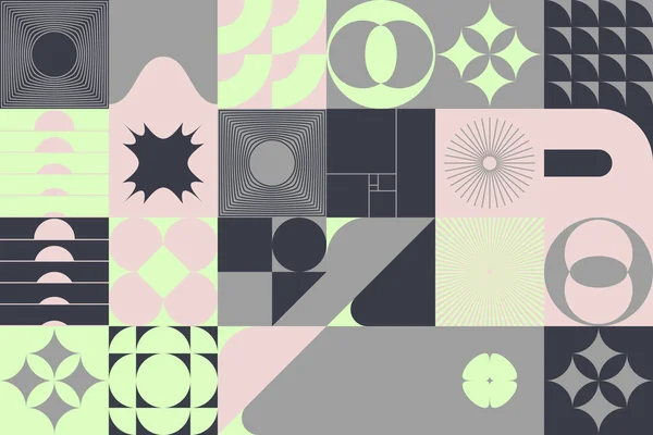 Nueva Estética Retro Composición Abstracta Del Diseño Del Patrón Collage — Vector de stock