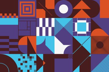 Soyut dekonstrüksiyon şekilleriyle dijital kolaj vektör çizimleri ve çeşitli arkaplanlar, poster sanatı, tekstil tasarımı, dekoratif baskılar, davetiye mektupları vs. için harika grafikler..