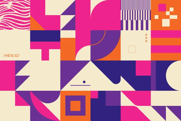Neo Modernizm, soyut vektör geometrik şekil ve formlarla yapılmış. Basit form cesur grafik tasarımı, web sanatı, davetiye kartları, posterler, baskılar, tekstil, arka plan için kullanışlı.