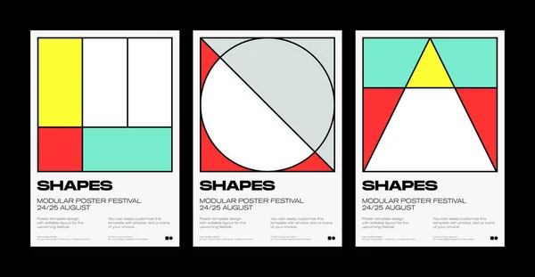 Mise Page Affiches Art Linéaire Dans Design Esthétique Suisse Moderne — Image vectorielle