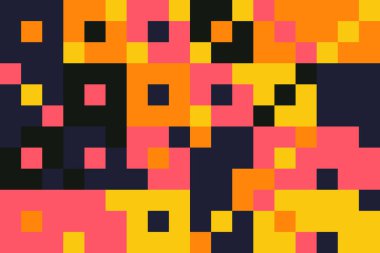 Basit şekilleri ve figürleri olan soyut mozaik sanat tasarımı. Temel form ve elementlerle geometrik desen grafikleri. Web afişi, iş sunumu, marka paketi, kumaş baskısı için mükemmel.