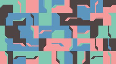 Cesur geometrik şekilli vektör soyut sembollerinin yeniden yapılandırılmış postmodern sanat eserleri, web arkaplanı, poster tasarımı, dergi ön sayfası, yüksek teknoloji baskısı, kapak resmi.