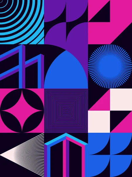 기하학적 모양을 기호의 포스터 디자인 하이테크 프린트 — 스톡 벡터