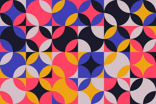 Basit geometrik formlarla kusursuz geometrik desenli tasarım. Büyük renk paleti ile dairesel geometrik vektör grafiği, poster tasarımı, kumaş baskısı, duvar kağıdı, ambalaj kağıdı için kullanışlı.