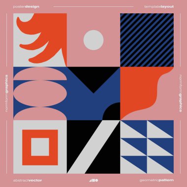 Postmodern kare boyutlu vektör kapağı tasarımı modernizm ve minimalist barbarlık tarzında yaratıldı, poster sanatı, dergi ön sayfası, dekoratif baskı, web afişi için kullanışlı.