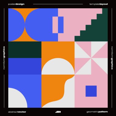 Postmodern kare boyutlu vektör kapağı tasarımı modernizm ve minimalist barbarlık tarzında yaratıldı, poster sanatı, dergi ön sayfası, dekoratif baskı, web afişi için kullanışlı.