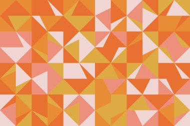 Basit şekilleri ve figürleri olan soyut mozaik sanat tasarımı. Temel form ve elementlerle geometrik desen grafikleri. Web afişi, iş sunumu, marka paketi, kumaş baskısı için mükemmel.
