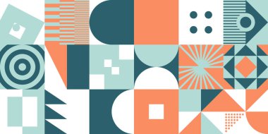 Geometrik soyut vektör basit elementler güzel bir renk paletiyle yapıldı. Geometrik şablon arkaplanı, web tasarımı, iş kartı, davetiye, poster, moda baskısı için kullanıma hazır.