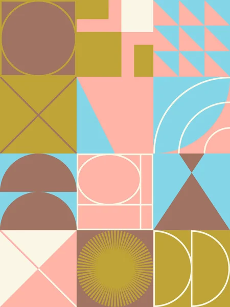 Bauhaus Tasarım Tarzından Esinlenen Soyut Doğrusal Geometrik Desen Dokusu Basit — Stok Vektör