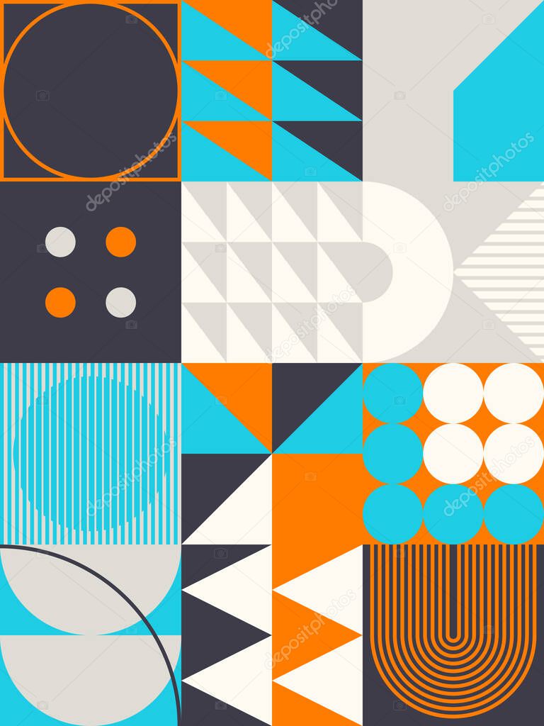 Geometric abstract vector simple elements made with a beautiful color palette. Geometrical pattern composition background, ready to use in web design, business card, invitation, poster, fashion print.