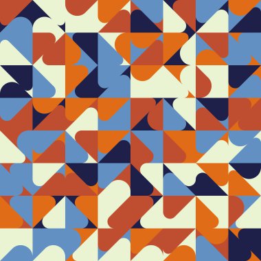 Basit şekiller ve parlak ve canlı renklerden oluşan soyut geometrik vektör deseni. Geometrik kompozisyon, web tasarımı için kullanışlı, kartvizit, davet, poster, tekstil baskısı, arkaplan.