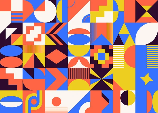 Patrón Vectorial Geométrico Abstracto Hecho Con Formas Simples Colores Brillantes — Archivo Imágenes Vectoriales