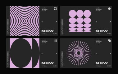 Brutalizm, vektör kapak düzeninin, vektör soyut elementleri ve geometrik şekillerle yapılmış grafik tasarımına ilham verdi, poster sanatı, web sitesi başlıkları, ön sayfa tasarımı, dekoratif baskılar için kullanışlı