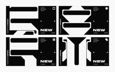 Brutalizm, vektör kapak düzeninin, vektör soyut elementleri ve geometrik şekillerle yapılmış grafik tasarımına ilham verdi, poster sanatı, web sitesi başlıkları, ön sayfa tasarımı, dekoratif baskılar için kullanışlı