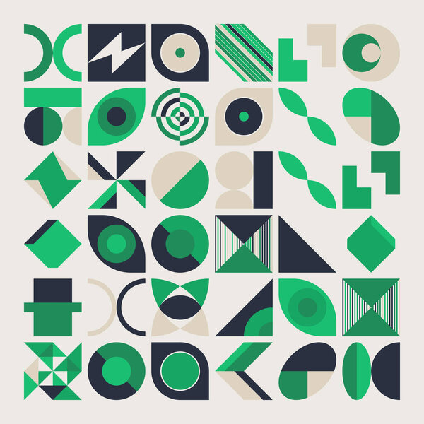 Abstract vector shapes collection of naive hand-drawn elements and simple geometrical forms, useful for web design, poster art, textile design, decorative print, invitation letter, background.