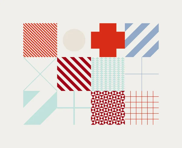 Modèle Conception Affiche Suisse Avec Motif Vectoriel Minimal Des Formes — Image vectorielle