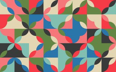 Basit tekrarlayan geometrik şekilli kusursuz geometrik desen. Temel geometrik elementlerin soyut vektör grafik tasarımı. Web tasarımı, tekstil baskısı, duvar kağıdı, ambalaj kağıdı için kullanışlı.