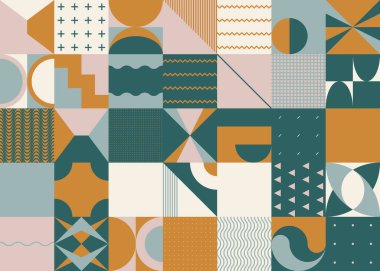 Geometric abstract vector graphics artwork made with simple forms and basic elements. Geometrical pattern composition background for web design, business card, invitation, poster, fashion print. clipart