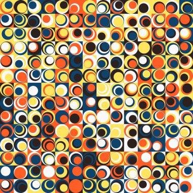 Basit şekilleri ve figürleri olan soyut mozaik sanat tasarımı. Temel form ve elementlerle geometrik desen grafikleri. Web afişi, iş sunumu, marka paketi, kumaş baskısı için mükemmel.