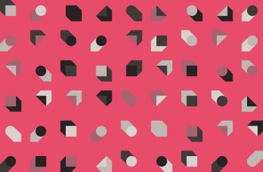 Basit şekiller ve parlak ve canlı renklerden oluşan soyut geometrik vektör deseni. Geometrik kompozisyon, web tasarımı için kullanışlı, kartvizit, davet, poster, tekstil baskısı, arkaplan.