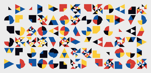 Abstract vector shapes collection of naive hand-drawn elements and simple geometrical forms, useful for web design, poster art, textile design, decorative print, invitation letter, background.