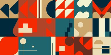 Bauhaus composition artwork made with vector abstract elements, lines and bold geometric shapes, useful for website background, poster art design, magazine front page, banners, prints cover. clipart