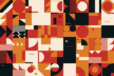 Bauhaus kompozisyon çizimleri, vektör soyut elementleri, çizgiler ve kalın geometrik şekiller, web sitesi arka planı için kullanışlı, poster tasarımı, dergi ön sayfası, afişler, baskılar, kapaklar.