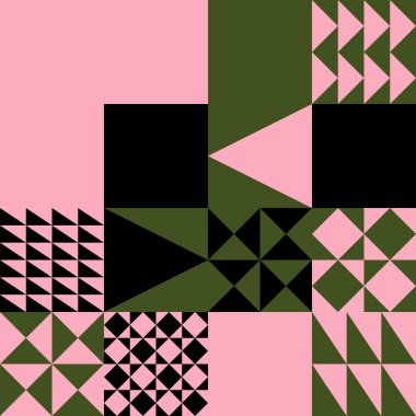 Basit geometrik şekilleri ve temel renkli formları olan modern geometrik soyut desen tasarımı. Poster sanatları, web tasarımı, markalaşma sunumu, albüm baskısı, moda dokusu vs. için harika.