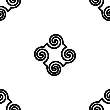 Kare, daire, çizgi, dalga ve beyaz bir arkaplan üzerinde siyah beyaz girdaplar geometrik şekiller deseni