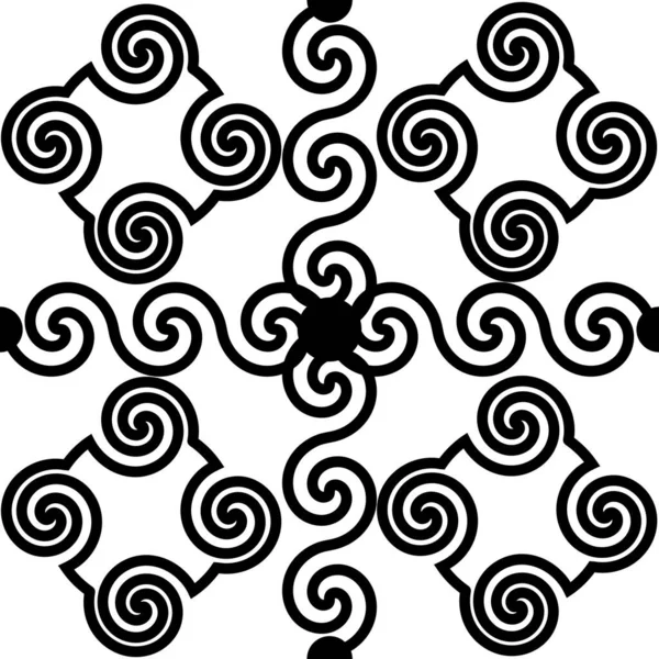 Vzor Geometrických Tvarů Čtverců Kruhů Čar Vln Vírů Černé Bílé — Stock fotografie