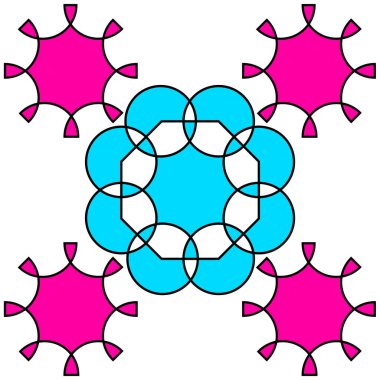 Kare, daire, çizgi, dalga ve beyaz arkaplan üzerinde çok renkli tonlarda girdapların geometrik şekilleri.