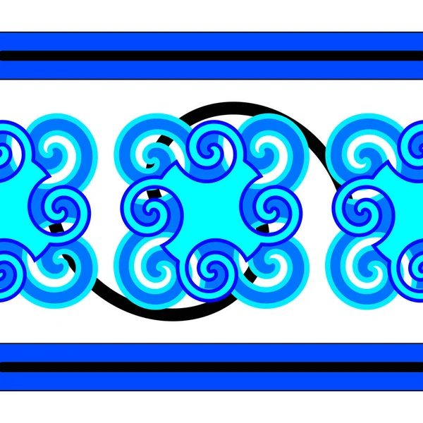 Ein Muster Geometrischer Formen Von Quadraten Kreisen Linien Wellen Und — Stockfoto
