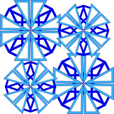 Bir üçgenin diğer izometrik kesişimlerini oluşturan bir geometrik üçgen şekli beyaz arkaplanda şekiller oluşturur..