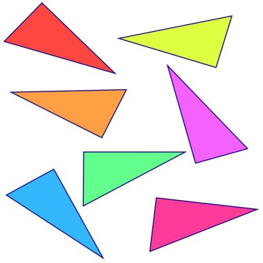 Bir üçgenin diğer izometrik kesişimlerini oluşturan bir geometrik üçgen şekli beyaz arkaplanda şekiller oluşturur..