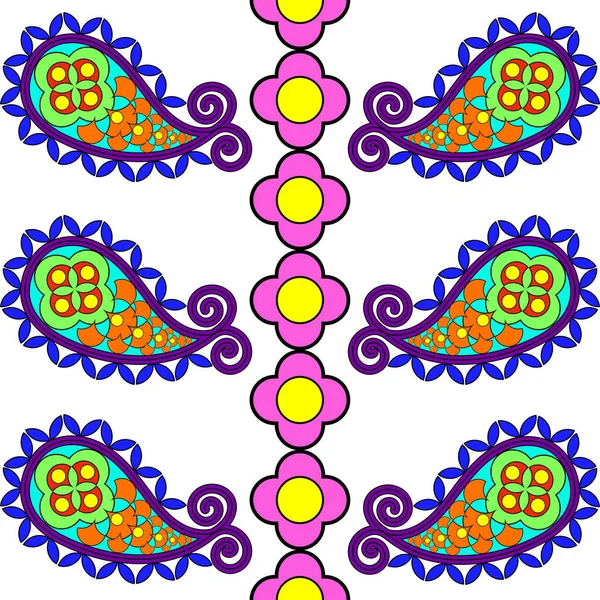 Turkish Cucumber Pattern Multicolored Circles Triangles Shapes White Background — Stockfoto