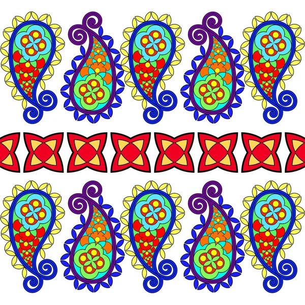 Turkish Cucumber Pattern Multicolored Circles Triangles Shapes White Background — Stockfoto