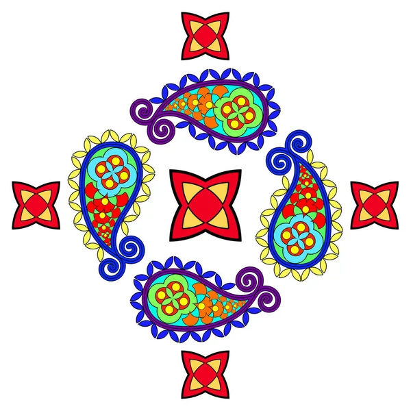 Patrón Pepino Turco Con Círculos Multicolores Triángulos Formas Sobre Fondo —  Fotos de Stock
