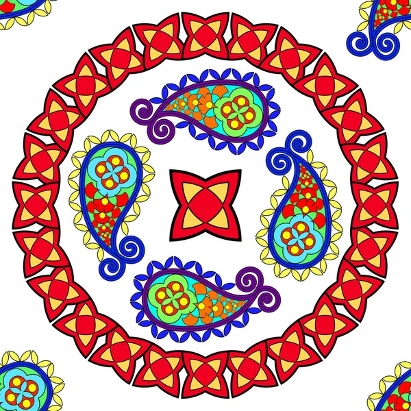 Turkish Cucumber Pattern Multicolored Circles Triangles Shapes White Background — Stock Photo, Image