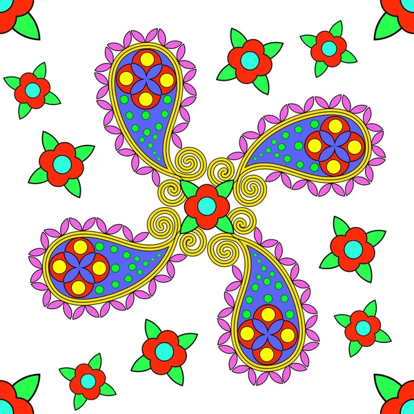 Turkish Cucumber Pattern Multicolored Circles Triangles Shapes White Background — Stok fotoğraf