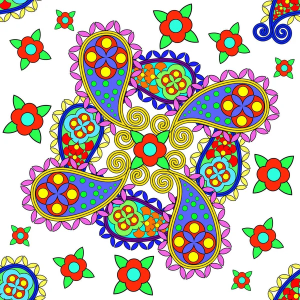 Turkish Cucumber Pattern Multicolored Circles Triangles Shapes White Background — стокове фото