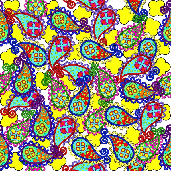 Turkish Cucumber Pattern Multicolored Circles Triangles Shapes White Background — Stockfoto