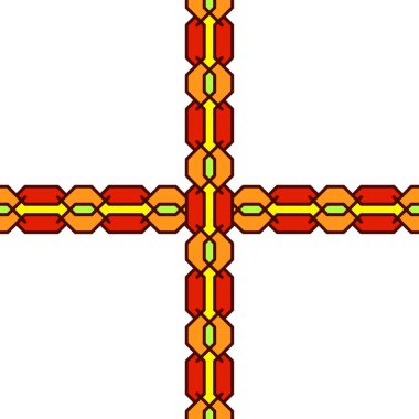 Şablonun bir varyantı, beyaz arkaplandaki hücrelerdeki çizgilerden yapılmış örgülü bir örgülü saçtır. At kuyruğundan farklı şekiller..