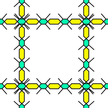Şablonun bir varyantı, beyaz arkaplandaki hücrelerdeki çizgilerden yapılmış örgülü bir örgülü saçtır. At kuyruğundan farklı şekiller..