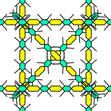Şablonun bir varyantı, beyaz arkaplandaki hücrelerdeki çizgilerden yapılmış örgülü bir örgülü saçtır. At kuyruğundan farklı şekiller..