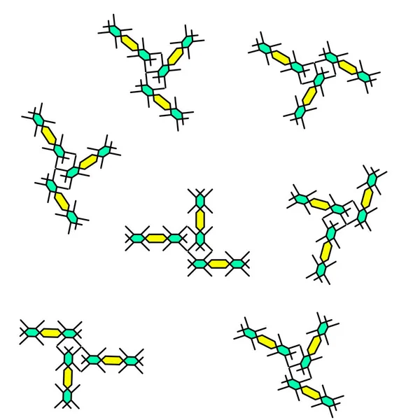 パターンの変形は 白い背景に細胞上の線で作られた編組ピグテールです ピグテールとは異なる形状のパターン — ストック写真
