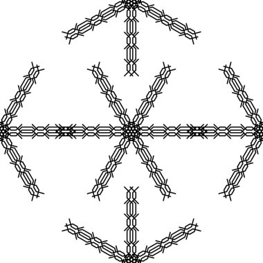 Örgülü örgülü örgülü örgülü örgülü örgülerin varyasyonları beyaz arkaplandaki şebeke hücreleri. Örgü örülmüş bir at kuyruğuna benziyor ve kareler, daireler ve diğer geometrik şekilleri oluşturuyor.