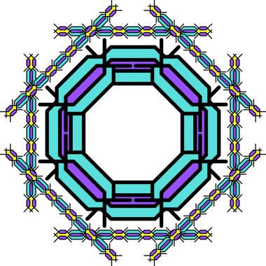 Örgülü örgülü örgülü örgülü örgülü örgülerin varyasyonları beyaz arkaplandaki şebeke hücreleri. Örgü örülmüş bir at kuyruğuna benziyor ve kareler, daireler ve diğer geometrik şekilleri oluşturuyor.