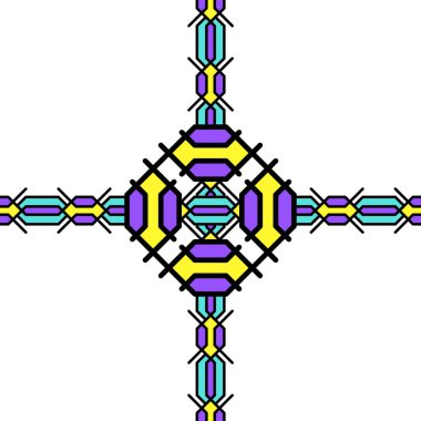 Örgülü örgülü örgülü örgülü örgülü örgülerin varyasyonları beyaz arkaplandaki şebeke hücreleri. Örgü örülmüş bir at kuyruğuna benziyor ve kareler, daireler ve diğer geometrik şekilleri oluşturuyor.