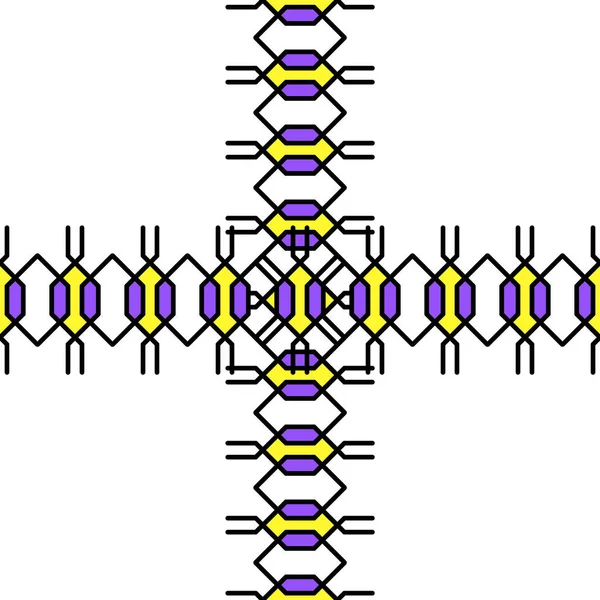 在白色背景上的网状细胞上编织的辫子图案的变体 这种图案与针织辫子的形状相似 由正方形 圆形和其他几何图形组成 — 图库照片
