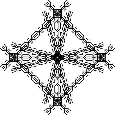 Örgülü örgülü örgülü örgülerin varyasyonları beyaz arkaplandaki şebeke hücrelerinde yapılır. Örgü örgülü at kuyruğu deseni, kare, daire ve diğer geometrik şekiller yapar..